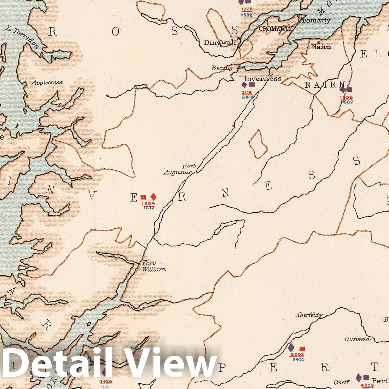 Scotland, 1882 - Historical Map Print