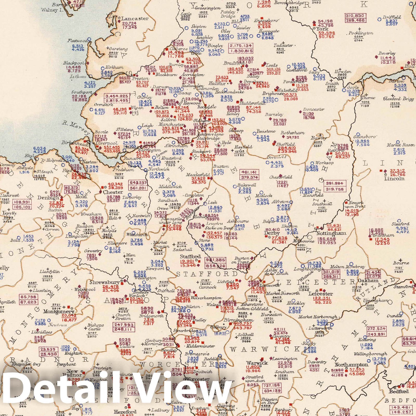 England and Wales 1881 Population Statistical Map Print