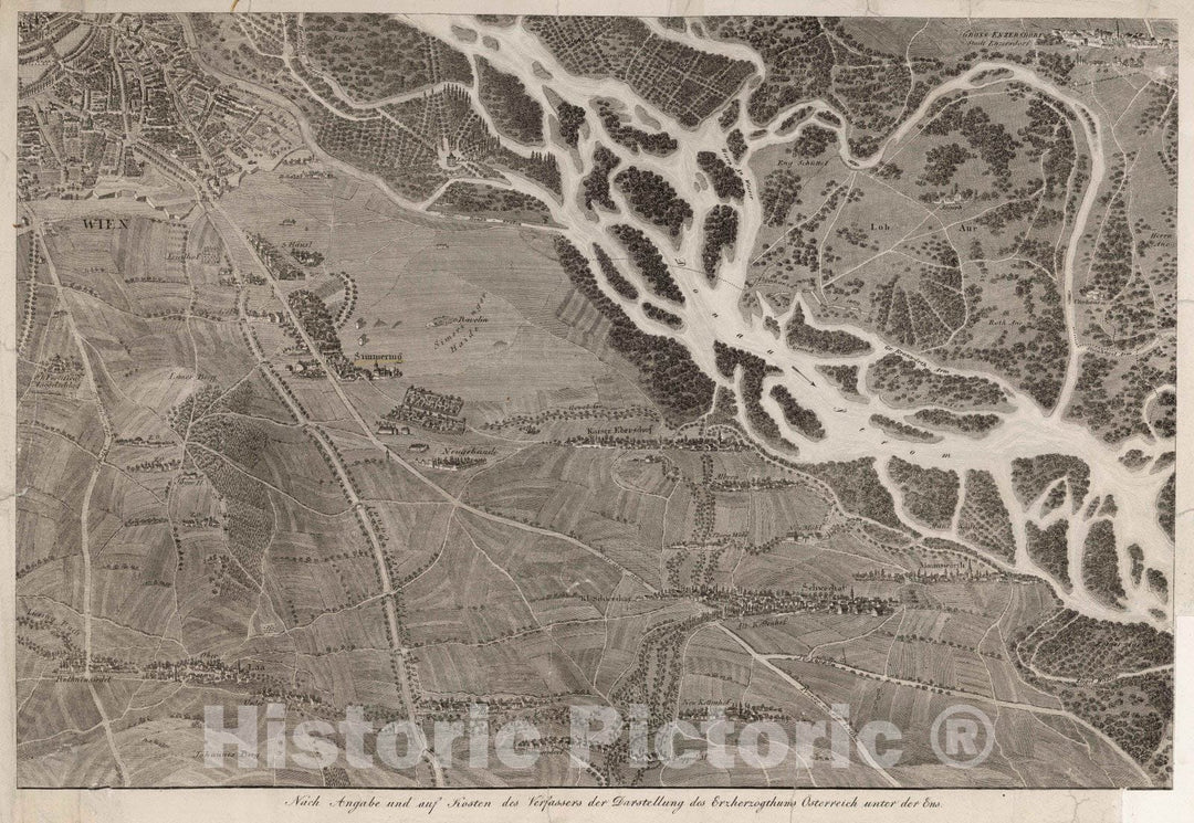 Historic Map : Austria, 1837 (I Section). Nach Angabe und auf Kosten des Verfassers der Darstellung des Erzherzogthums Osterreich unter der Ens. , Vintage Wall Art