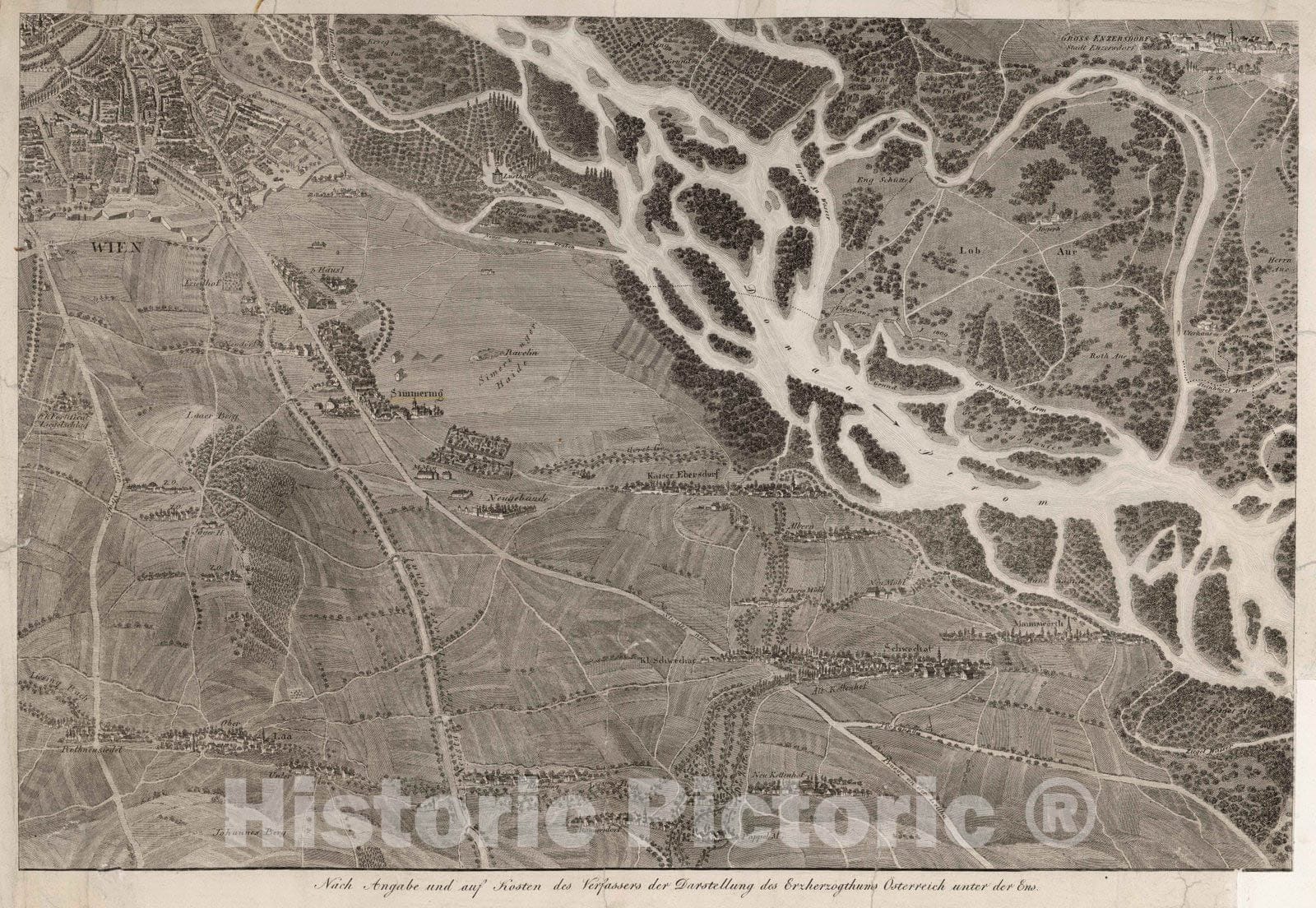 Historic Map : Austria, 1837 (I Section). Nach Angabe und auf Kosten des Verfassers der Darstellung des Erzherzogthums Osterreich unter der Ens. , Vintage Wall Art