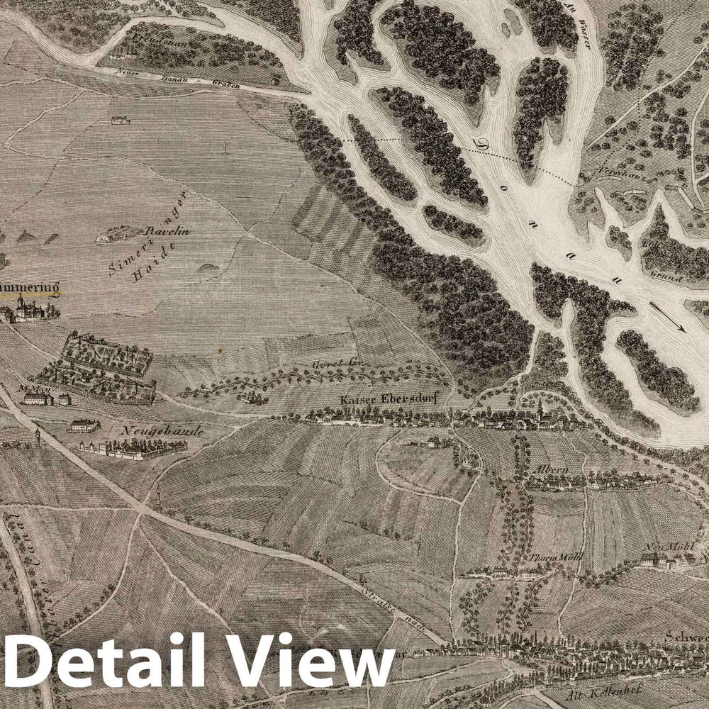 Historic Map : Austria, 1837 (I Section). Nach Angabe und auf Kosten des Verfassers der Darstellung des Erzherzogthums Osterreich unter der Ens. , Vintage Wall Art