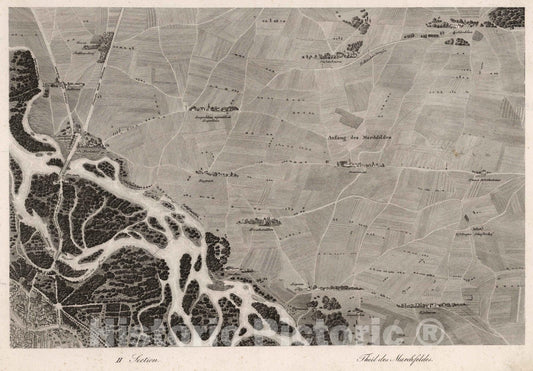 Historic Map : Austria, 1837 II Section. Theil des Marchfeldes. , Vintage Wall Art