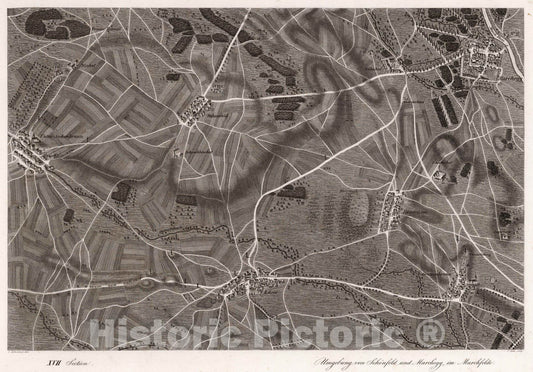 Historic Map : Austria, 1837 XVII Section. Umgebung von Schonfeld und Marchegg, im Marchfelde. J. Hollnsteiner del. F. Mehl sculp. , Vintage Wall Art