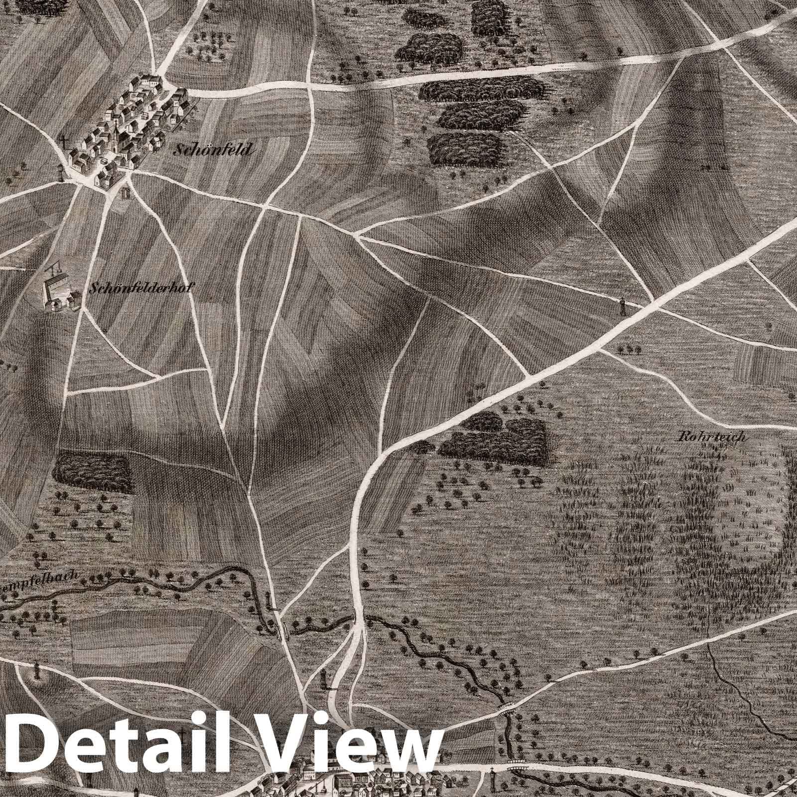 Historic Map : Austria, 1837 XVII Section. Umgebung von Schonfeld und Marchegg, im Marchfelde. J. Hollnsteiner del. F. Mehl sculp. , Vintage Wall Art