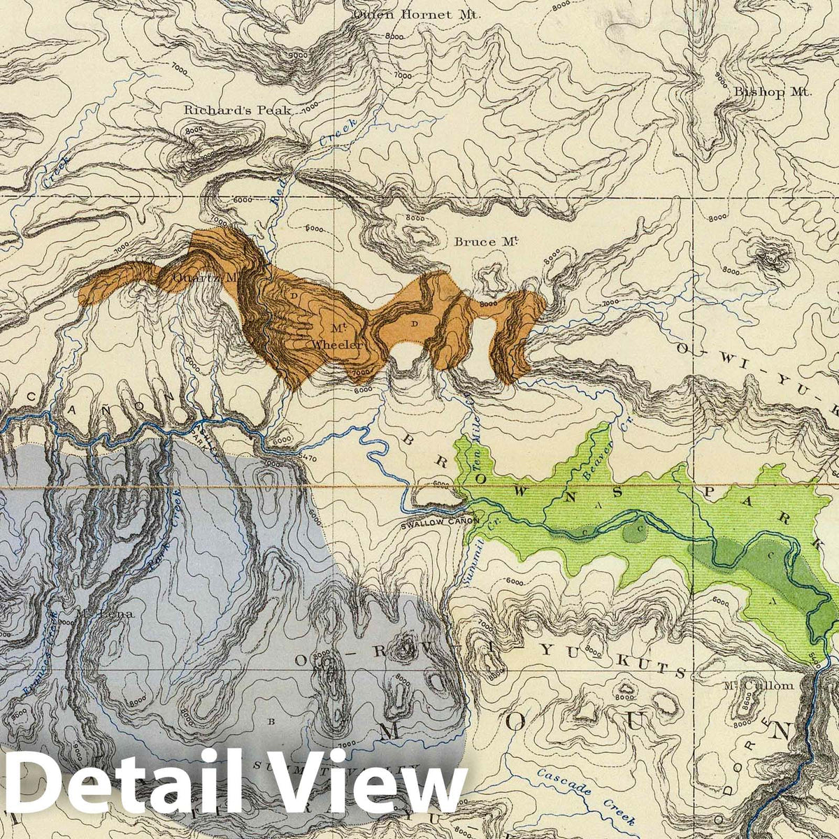 Green River Region, Uinta Mountains, Utah and Wyoming - Road Map, 1876