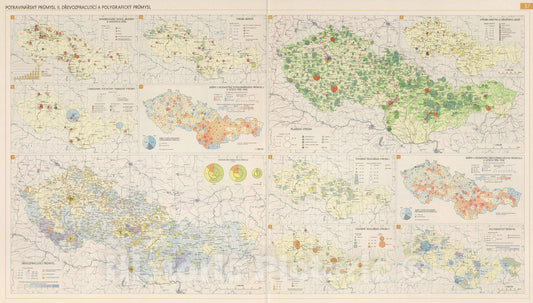 Historic Map : National Atlas - 1966 Food Industry II, Woodworking and Printing Industry. - Vintage Wall Art