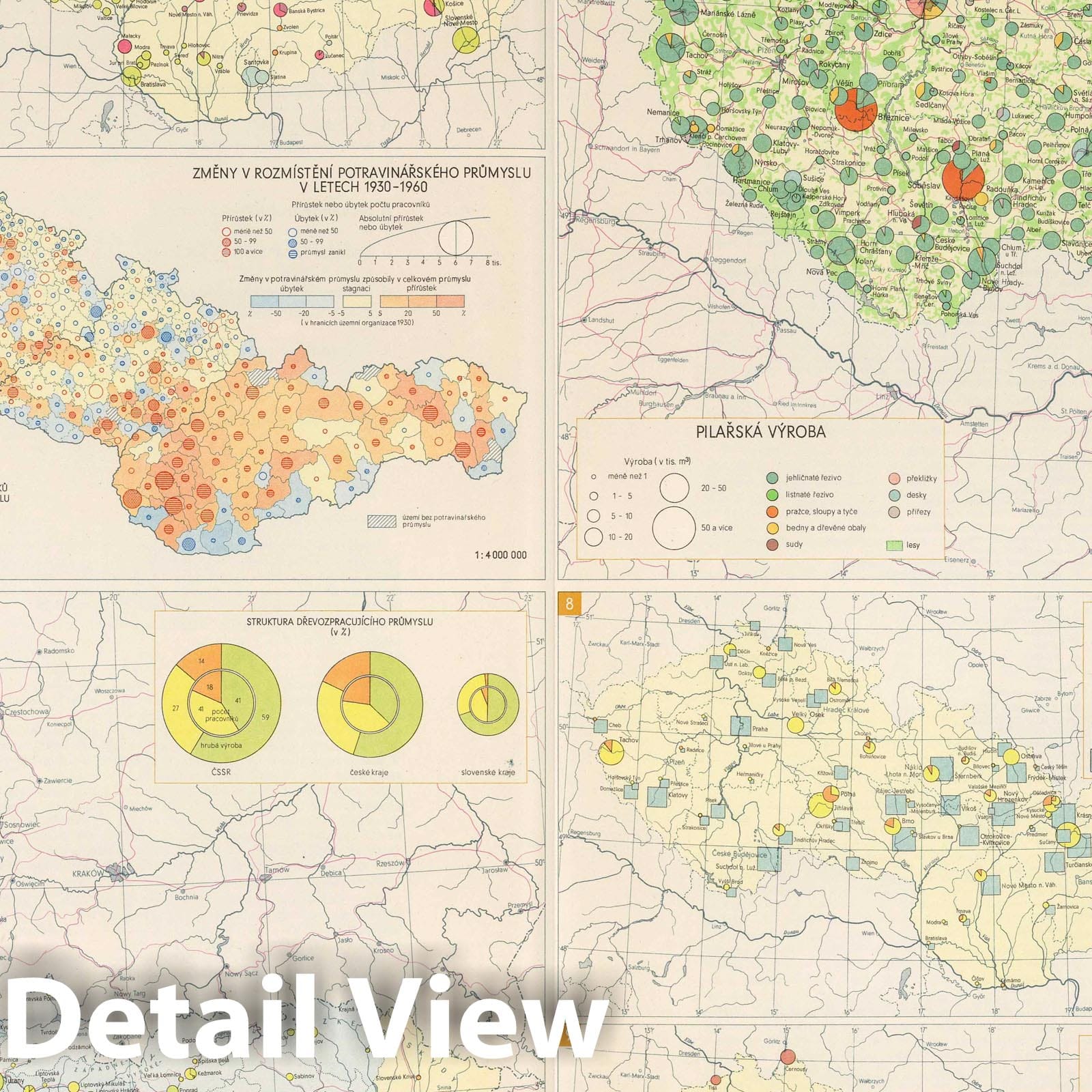 Czechoslovakia - Food Industry II, 1966 - Historical Map Print