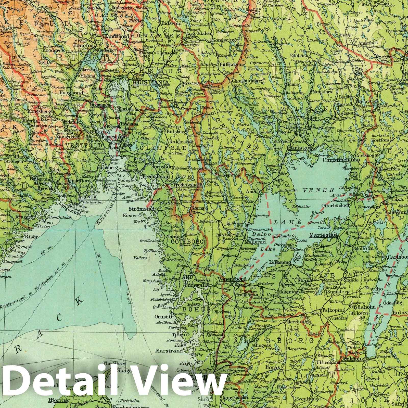 Southern Scandinavia and Denmark - Survey Map, 1922 - Historical Map Print