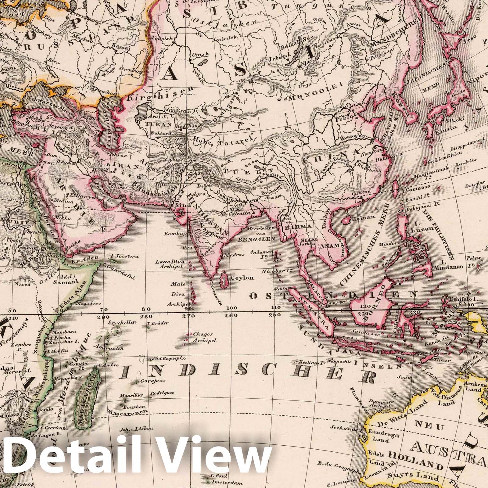 Eastern Hemisphere, 1833 - Historical Map Print