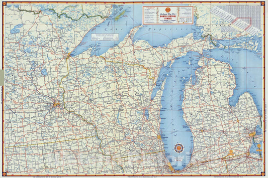 Historic Map : National Atlas - 1956 Shell Sectional Map No. 6 - North Central States. - Vintage Wall Art