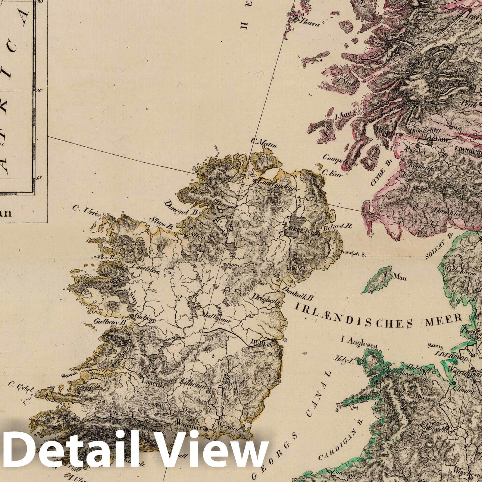 British Isles with Atlantic Island Groups - 1824 Historical Map Print