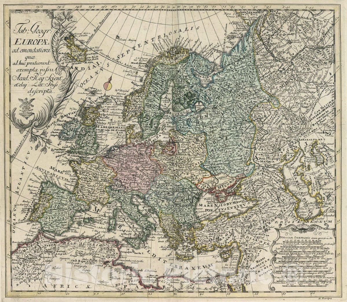 Historic Map : School Atlas - 1753 Tab. Geogr. Europae - Vintage Wall Art