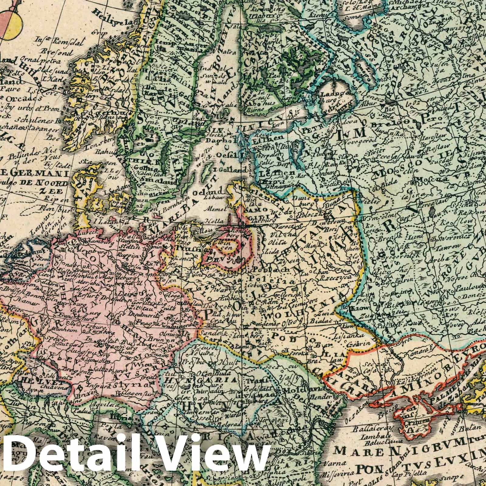 Europe - River Map, 1753 - Historical Map Print