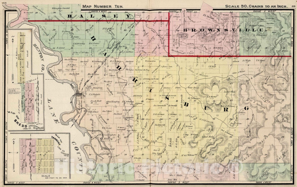 Historic Map : 1878 Map Number Ten (Linn County, Oregon). - Vintage Wall Art