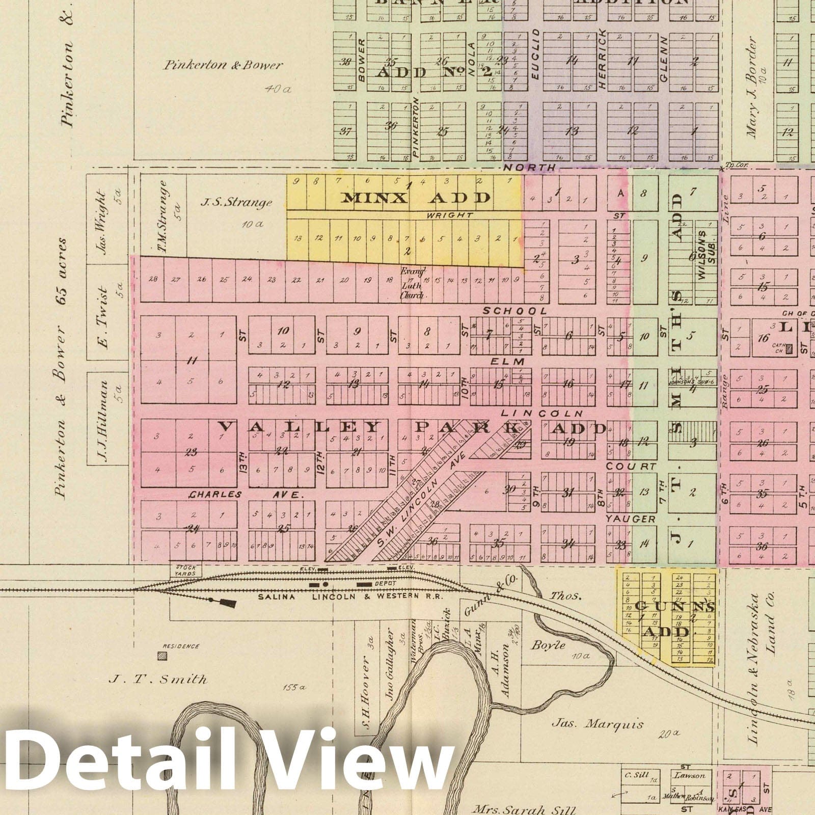 Lincoln Center, Beverly, Nescatunca, Kansas - 1887 Historical Map Print