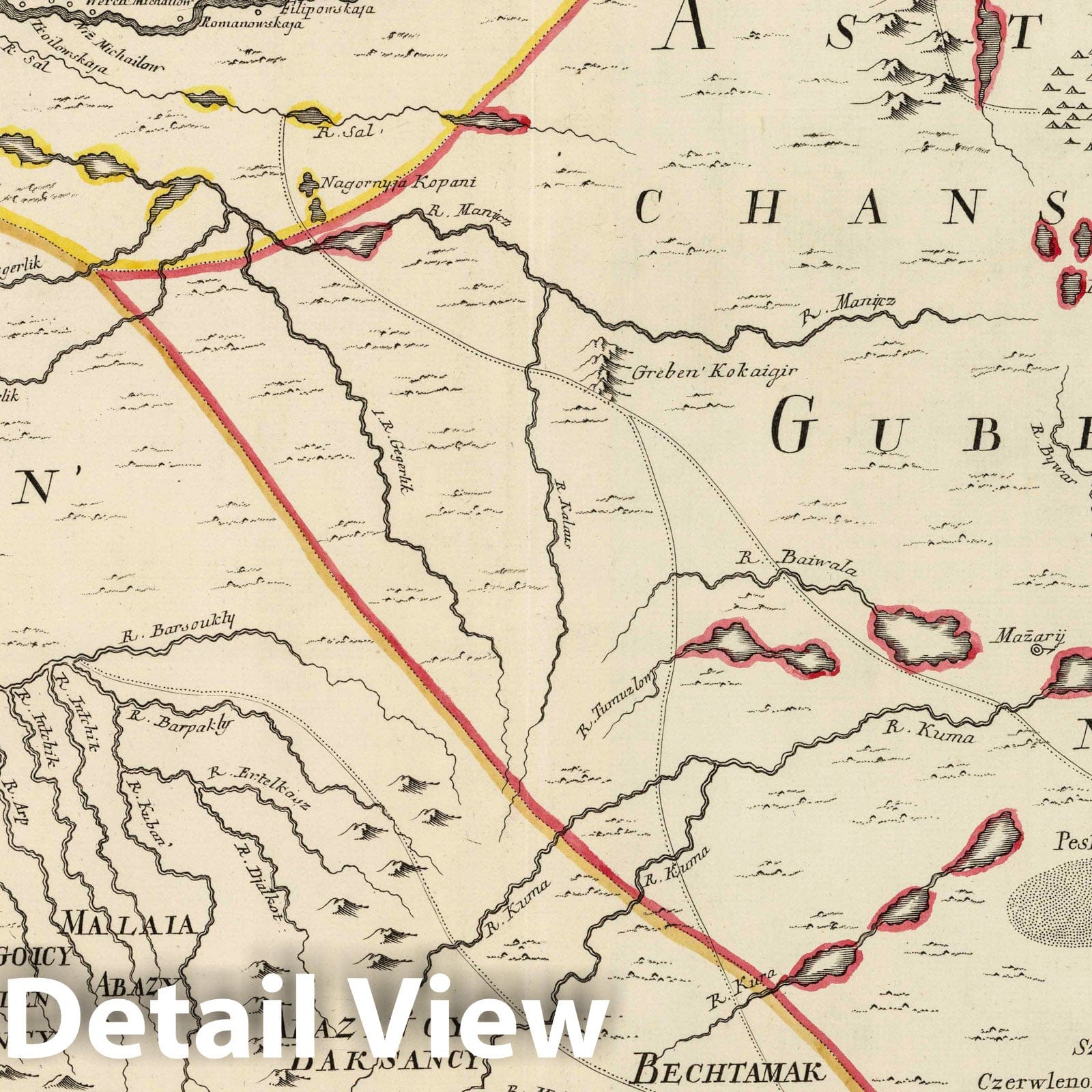 Caspian Sea Region, Russia and Georgia - Historical Map Print, 1745