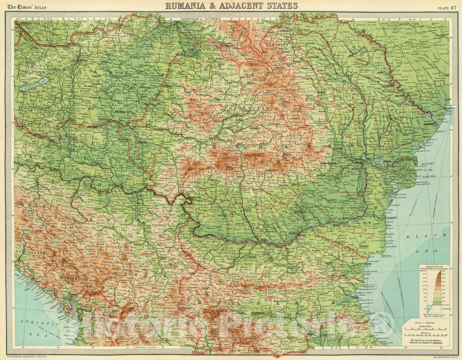Historic Map : 1922 Rumania & adjacent states. - Vintage Wall Art