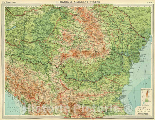 Historic Map : 1922 Rumania & adjacent states. - Vintage Wall Art