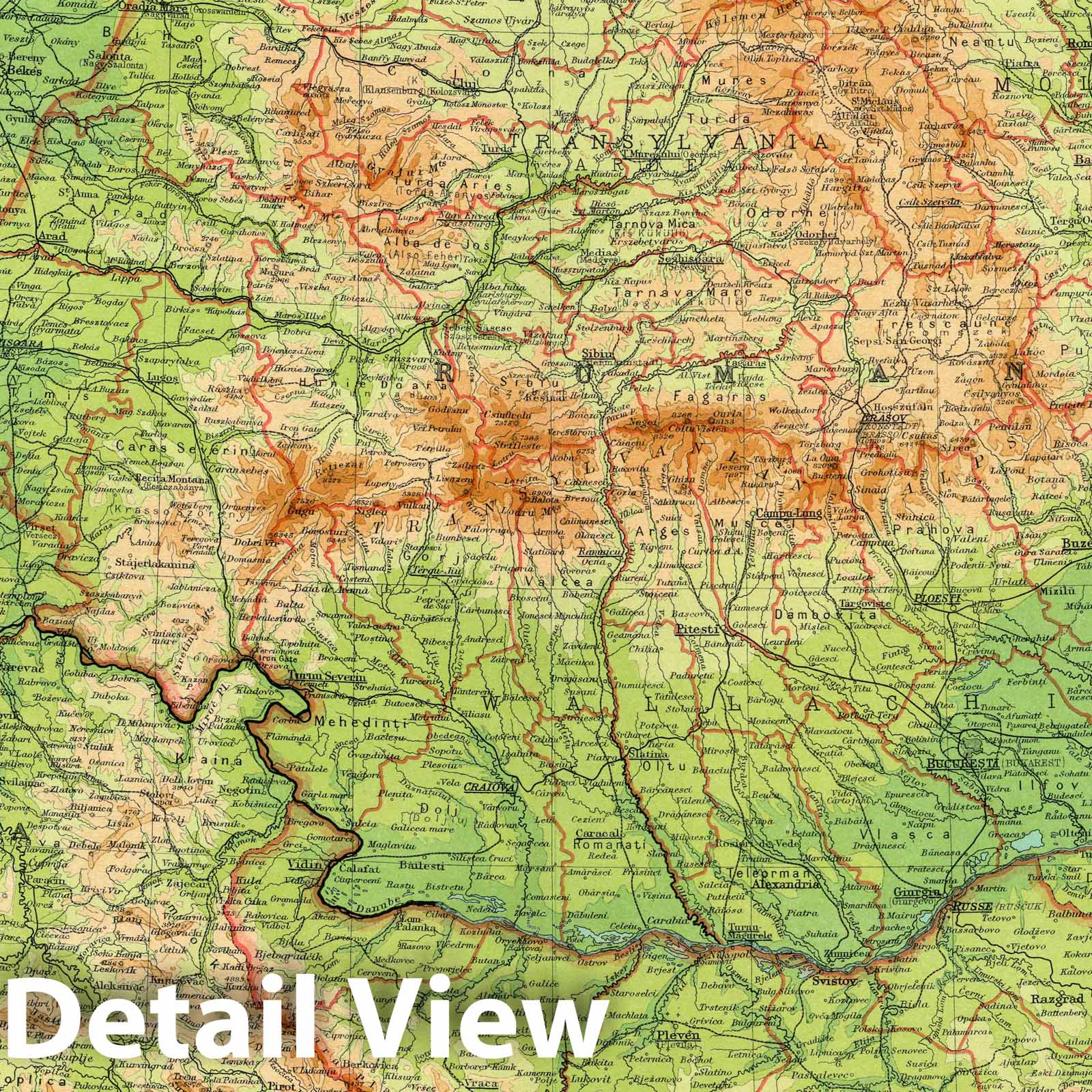Romania and Adjacent States - 1922 Survey Map Print