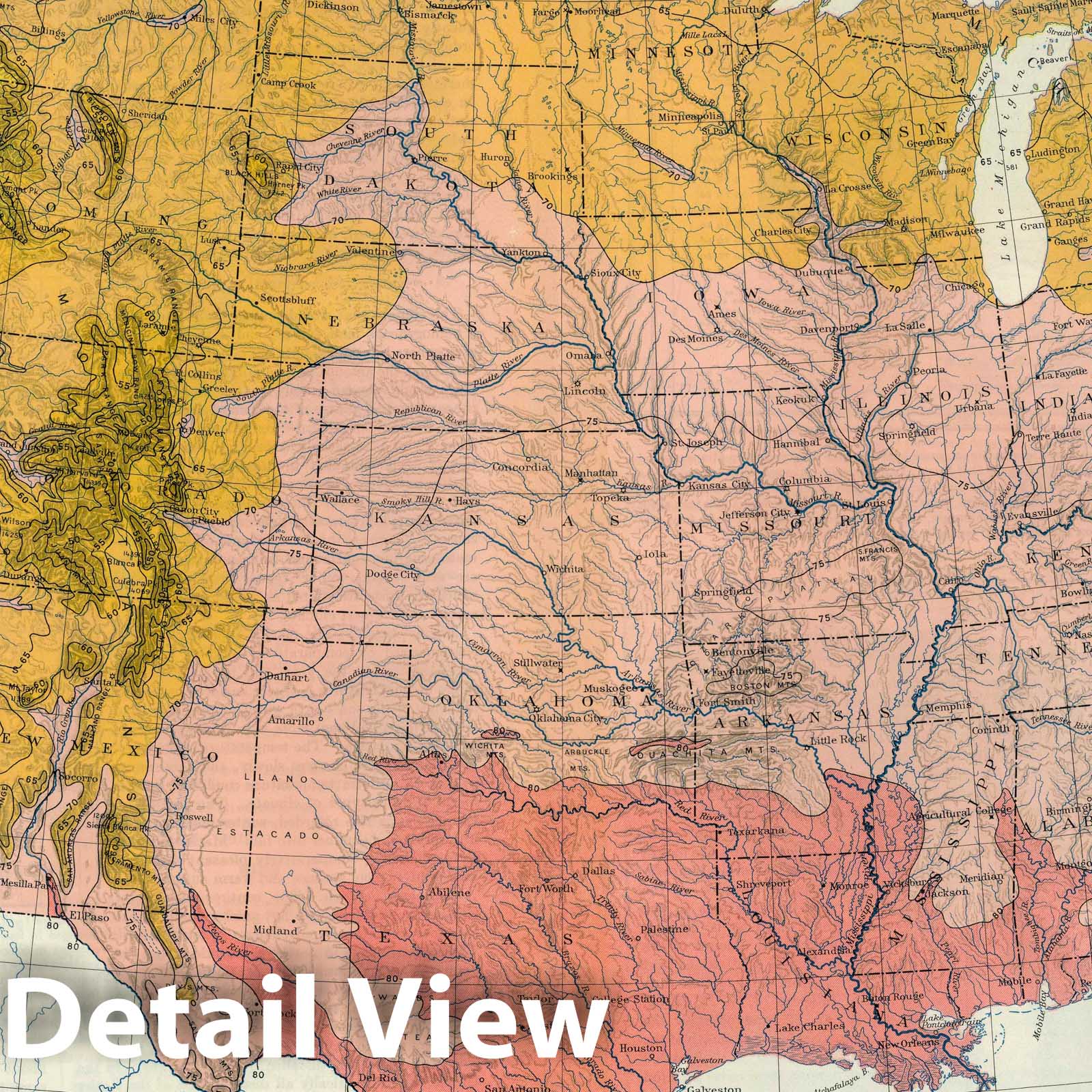 United States Summer Temperature 1923 - Historical Map Print