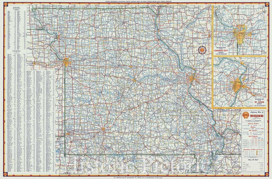 Missouri - Road Map, 1956 - Shell Highway Map Print