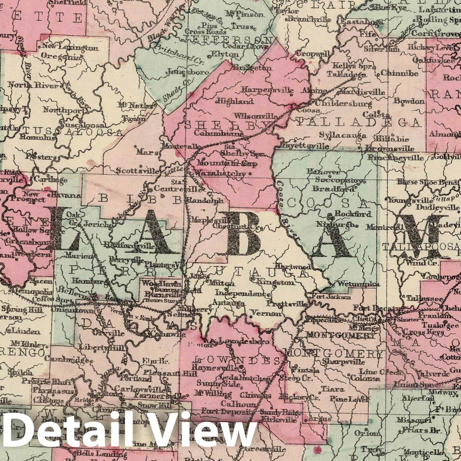 Alabama, 1867 - Historical Map Print from Schonberg's Atlas