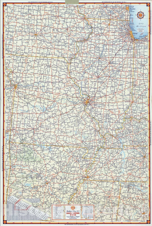Historic Map : National Atlas - 1956 Shell Sectional Map No. 7 - South Central States. - Vintage Wall Art
