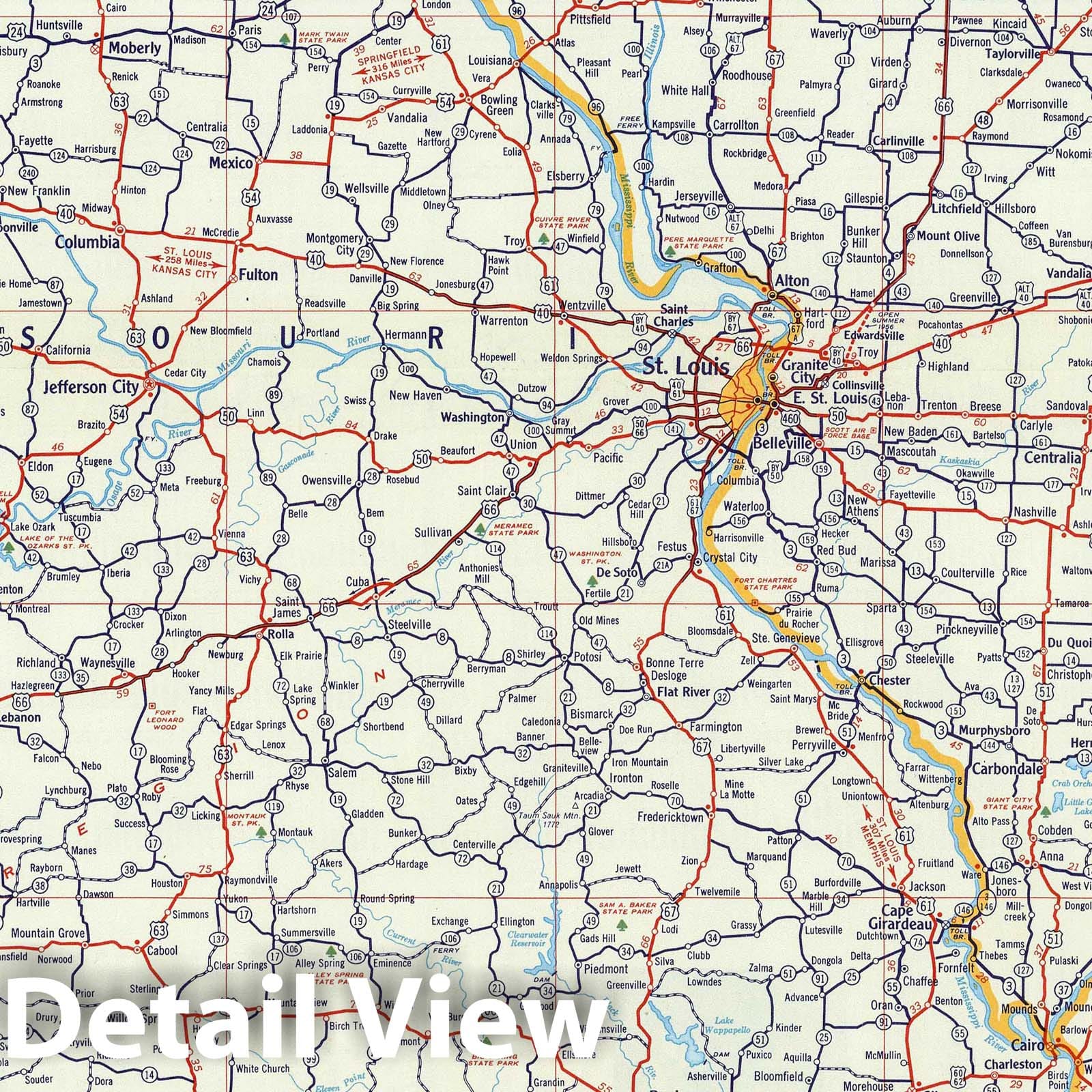 South Central United States Road Map, 1956 - Shell Atlas Historical Print