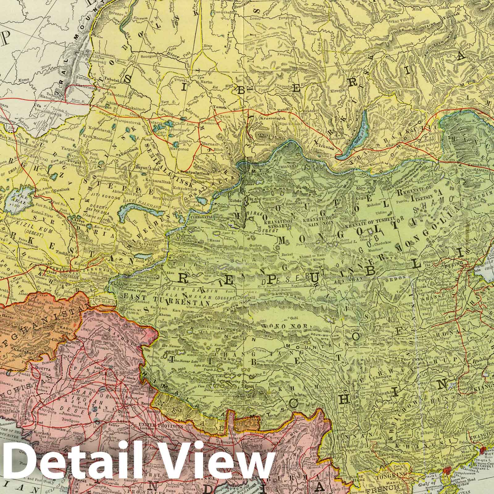 Asia - Railroad Map, 1924 - Historical Map Print