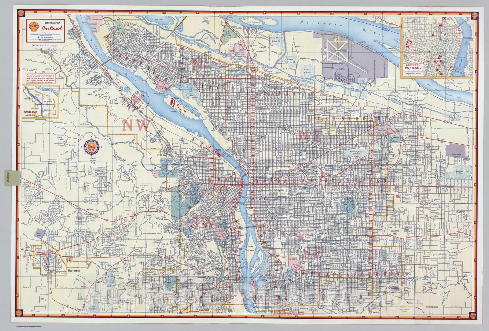 Historic Map : National Atlas - 1956 Shell Street Map of Portland. - Vintage Wall Art
