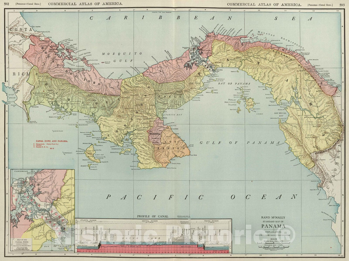 Historic Map : National Atlas - 1924 Panama. - Vintage Wall Art