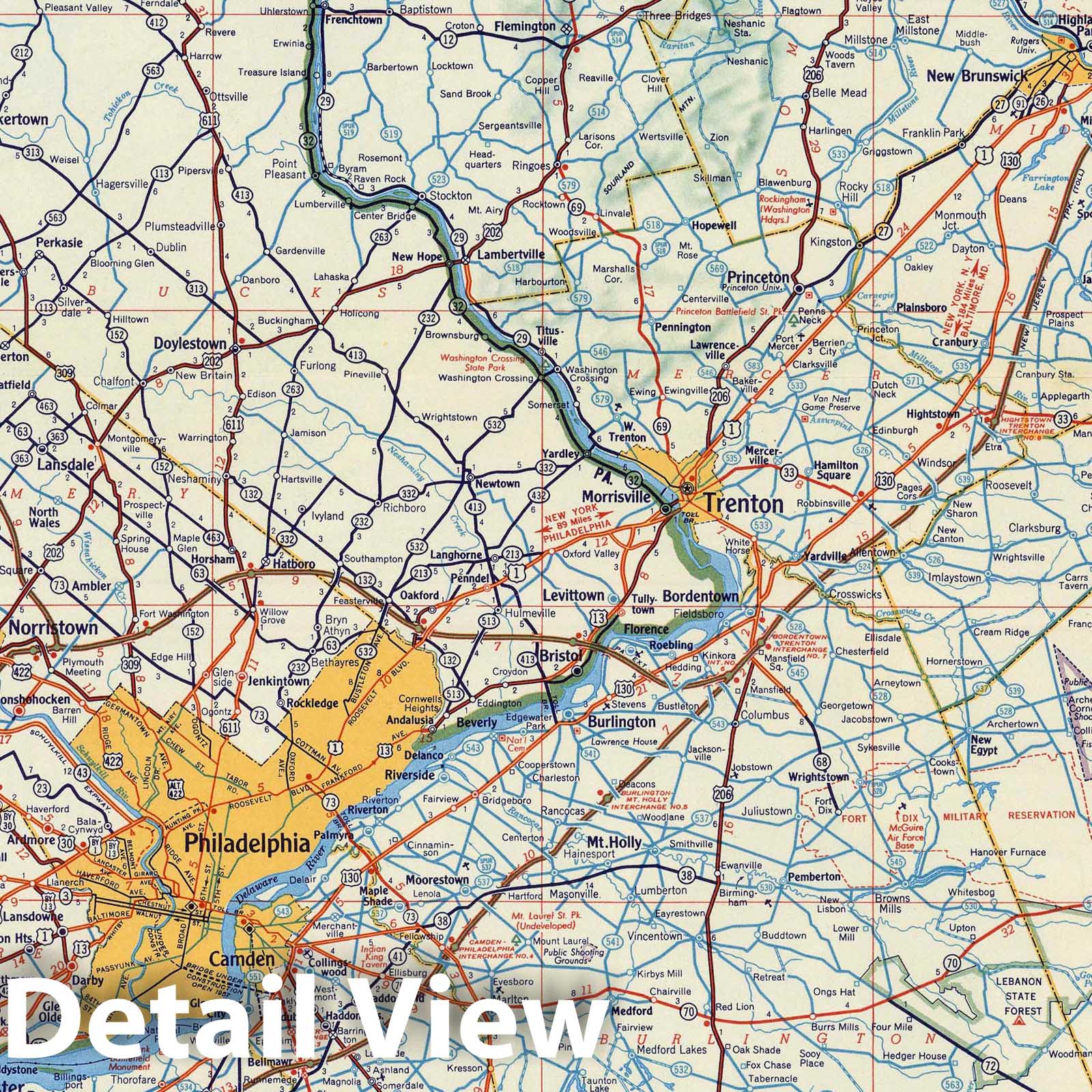 Historic Map : National Atlas - 1956 Shell Highway Map of New Jersey. - Vintage Wall Art