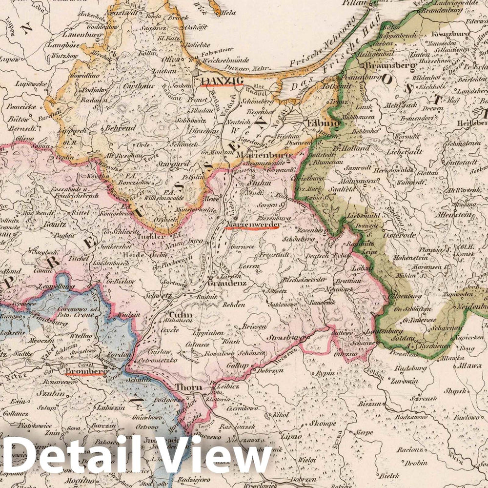 Historic Map : Prussia , Germany, 1819 Des Preussischen Staats ostlicher Theil , Vintage Wall Art