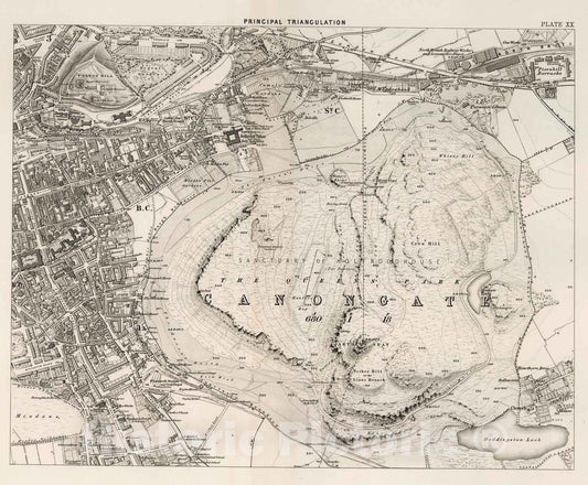Historic Map : Survey Book - 1858 Plate XX: Principal Triangulation - Vintage Wall Art