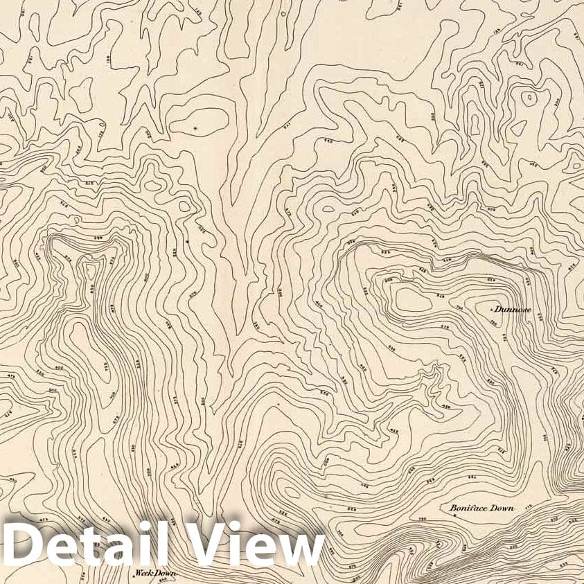 Dunnose, England - Plate No. XXII, 1858 Topographic Map Print
