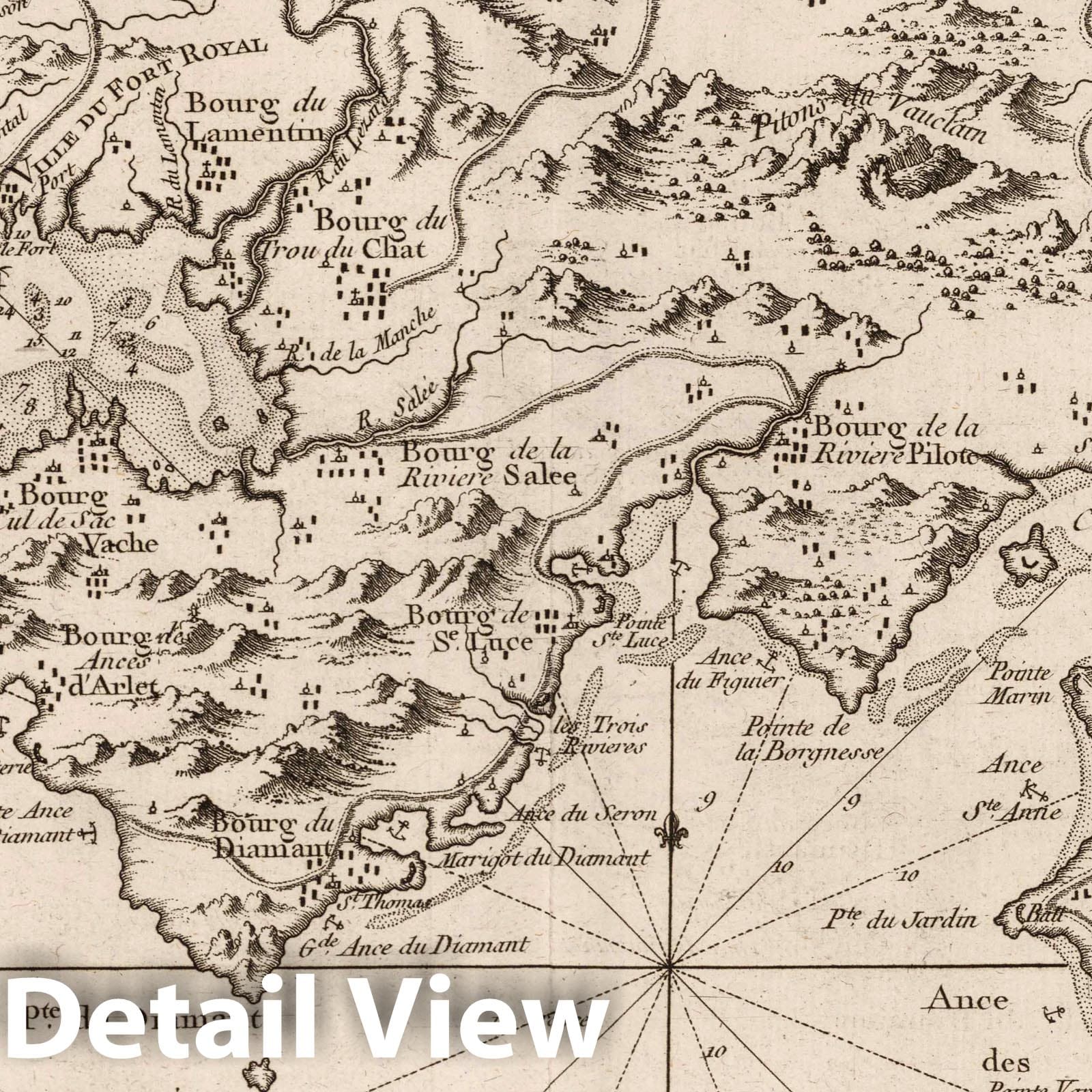 Southern Martinique - Nautical Chart, 1764 - Bellin Historical Map Print