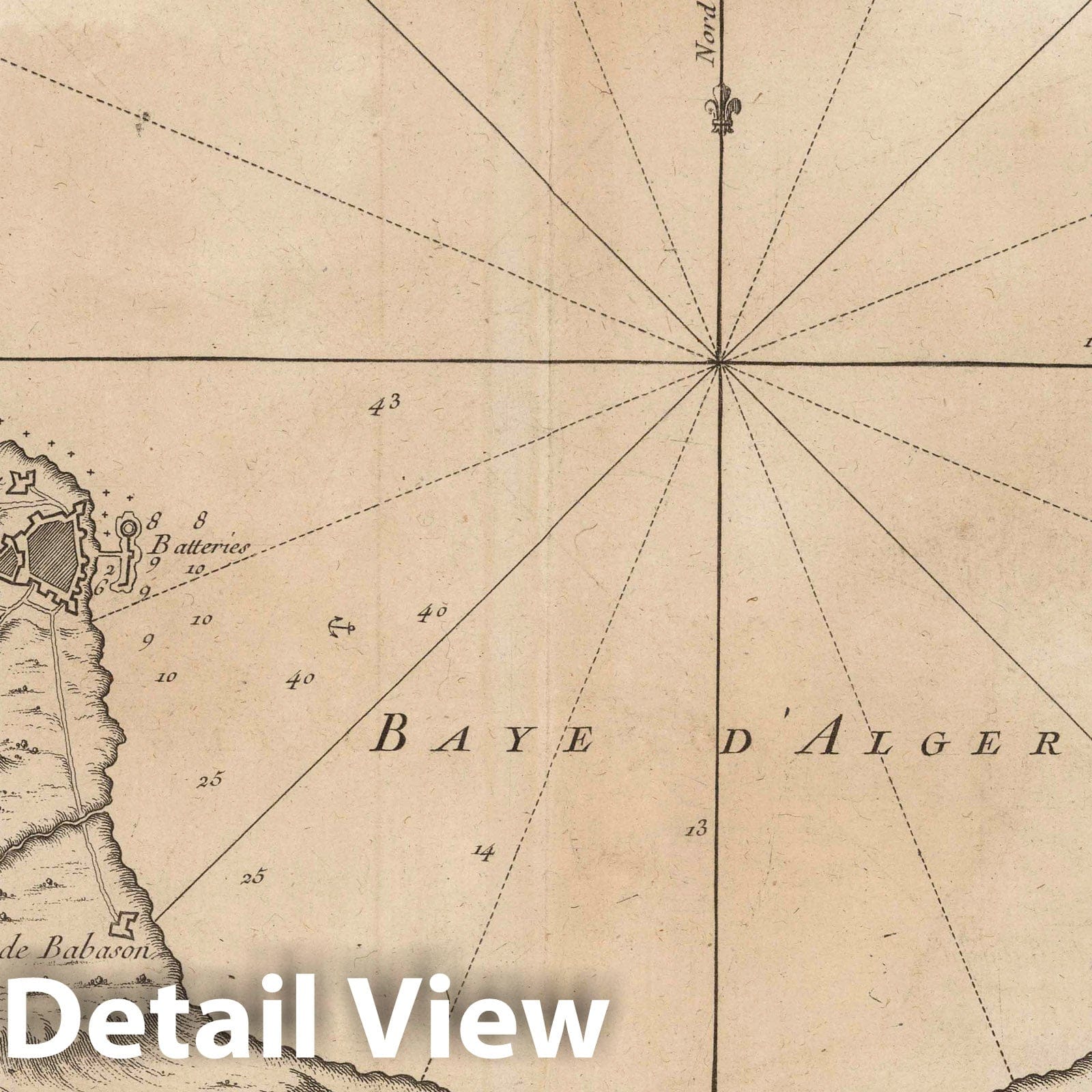 Bay of Algiers, Algeria - Nautical Chart, 1764 - Historical Map Print