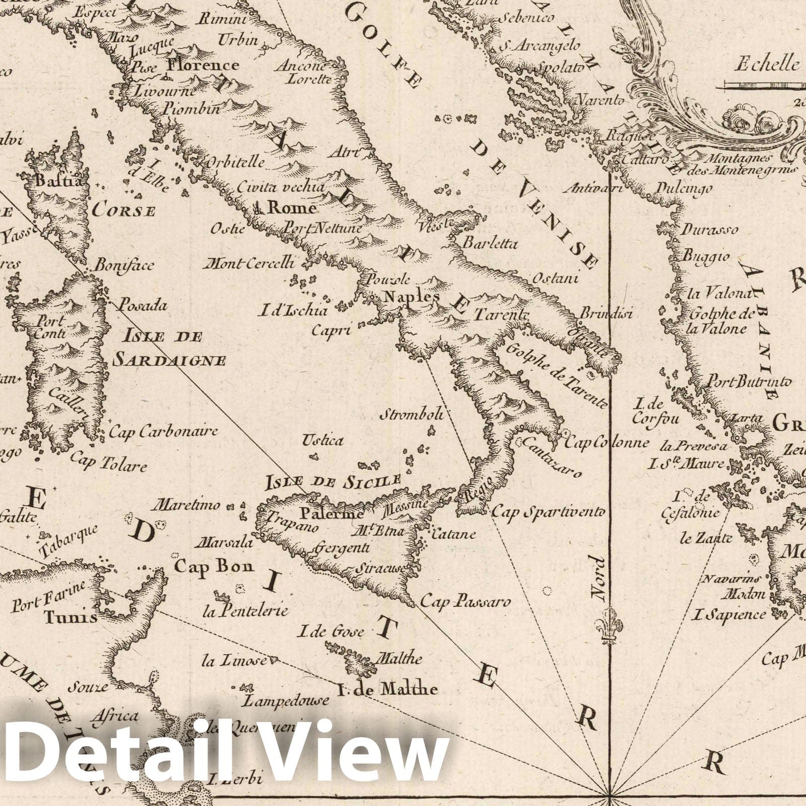 Mediterranean Sea - Nautical Chart, 1764 - Historical Map Print