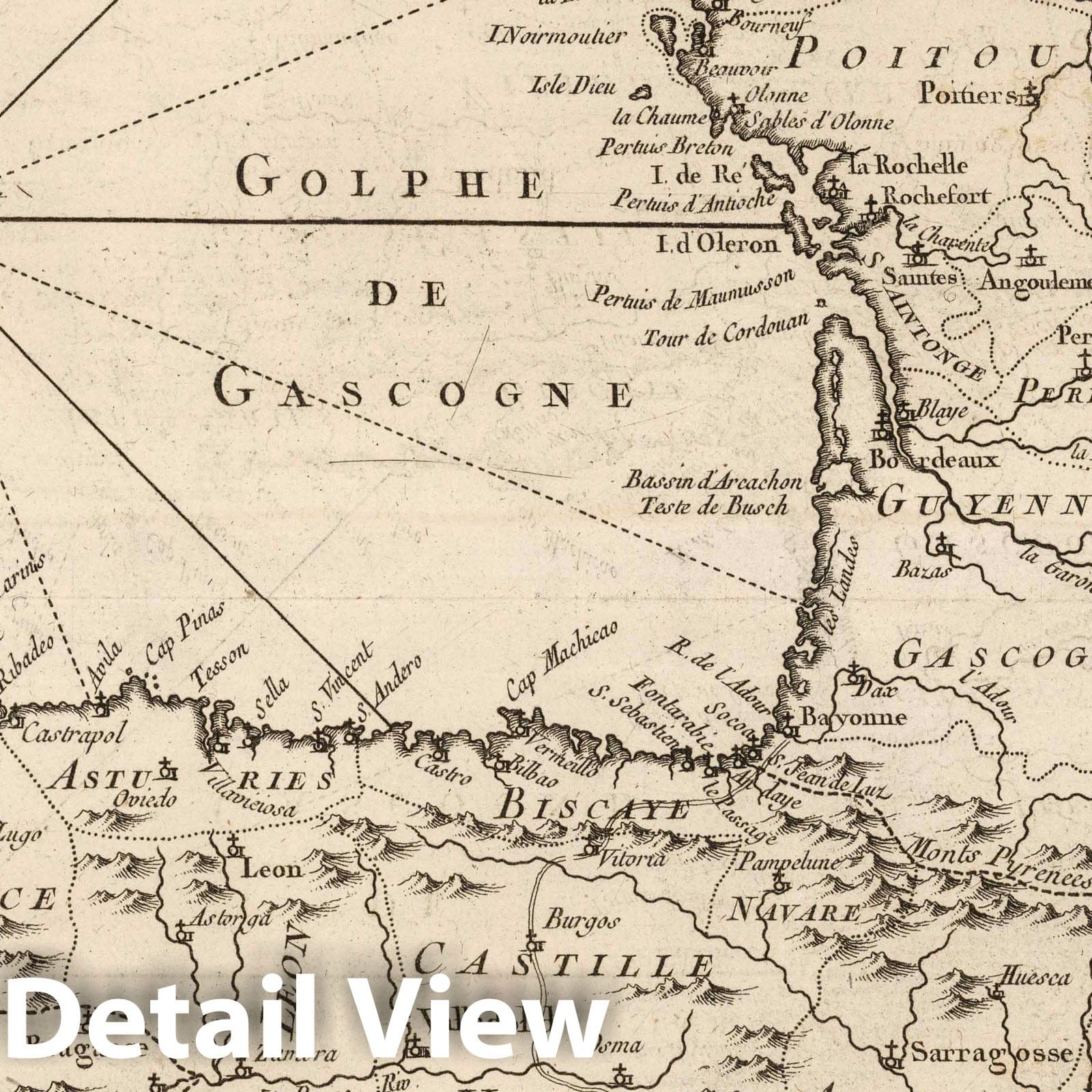 Coasts of France and Spain - Nautical Chart, 1761 by Bellin