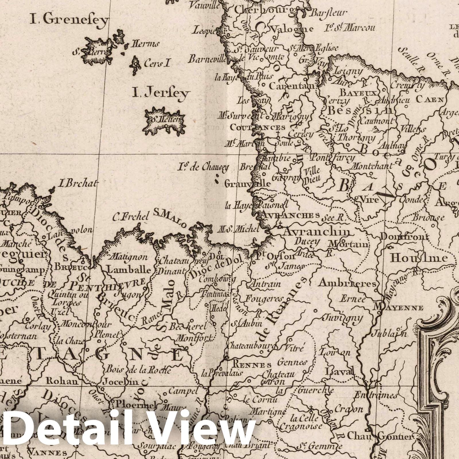 Normandy and Brittany, France - Nautical Chart, 1764