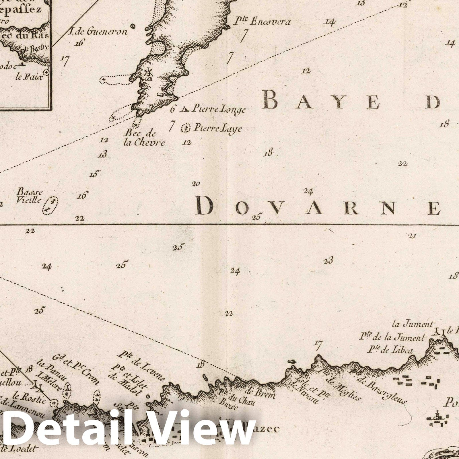 Bay of Douarnenez and Brittany Coast Nautical Chart, 1764 - Historical Map Print