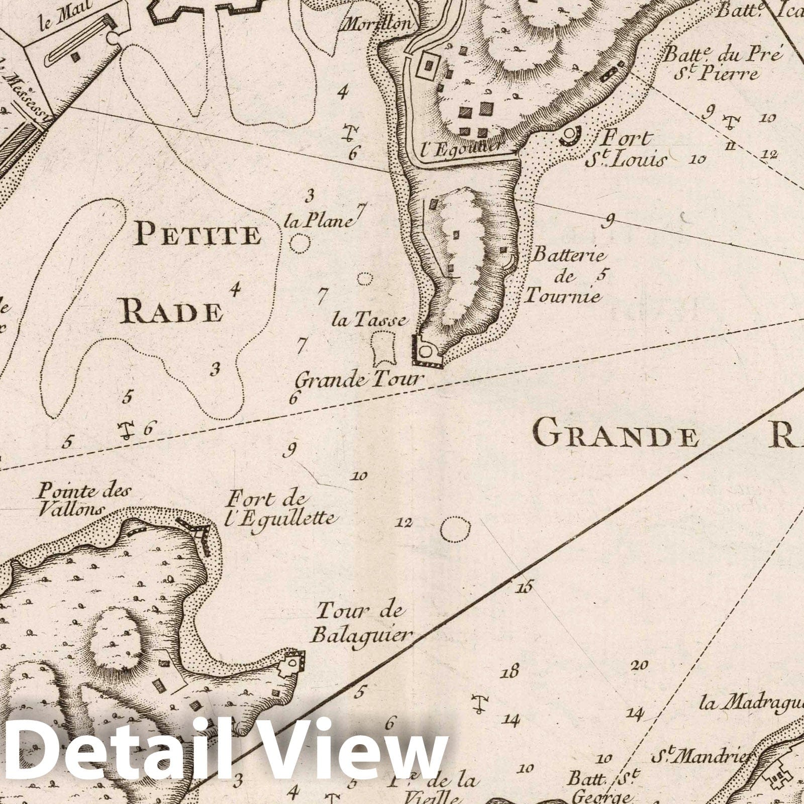 Toulon Harbor Nautical Chart 1764 - Bellin Maritime Map Print