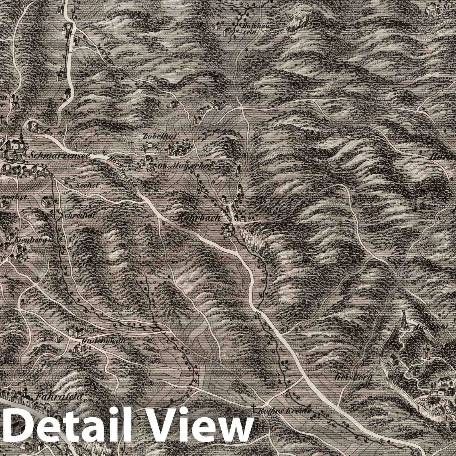 Vicinity of Fahrafeld and Merkenstein - Bird's Eye View, 1837