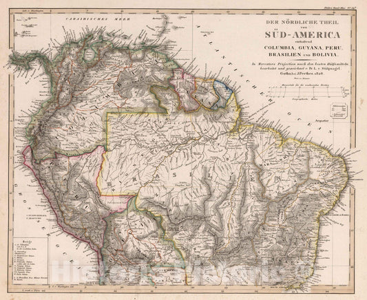 Historic Map : 1828 Der Nordliche Theil von Sud-America, 1828 - Vintage Wall Art