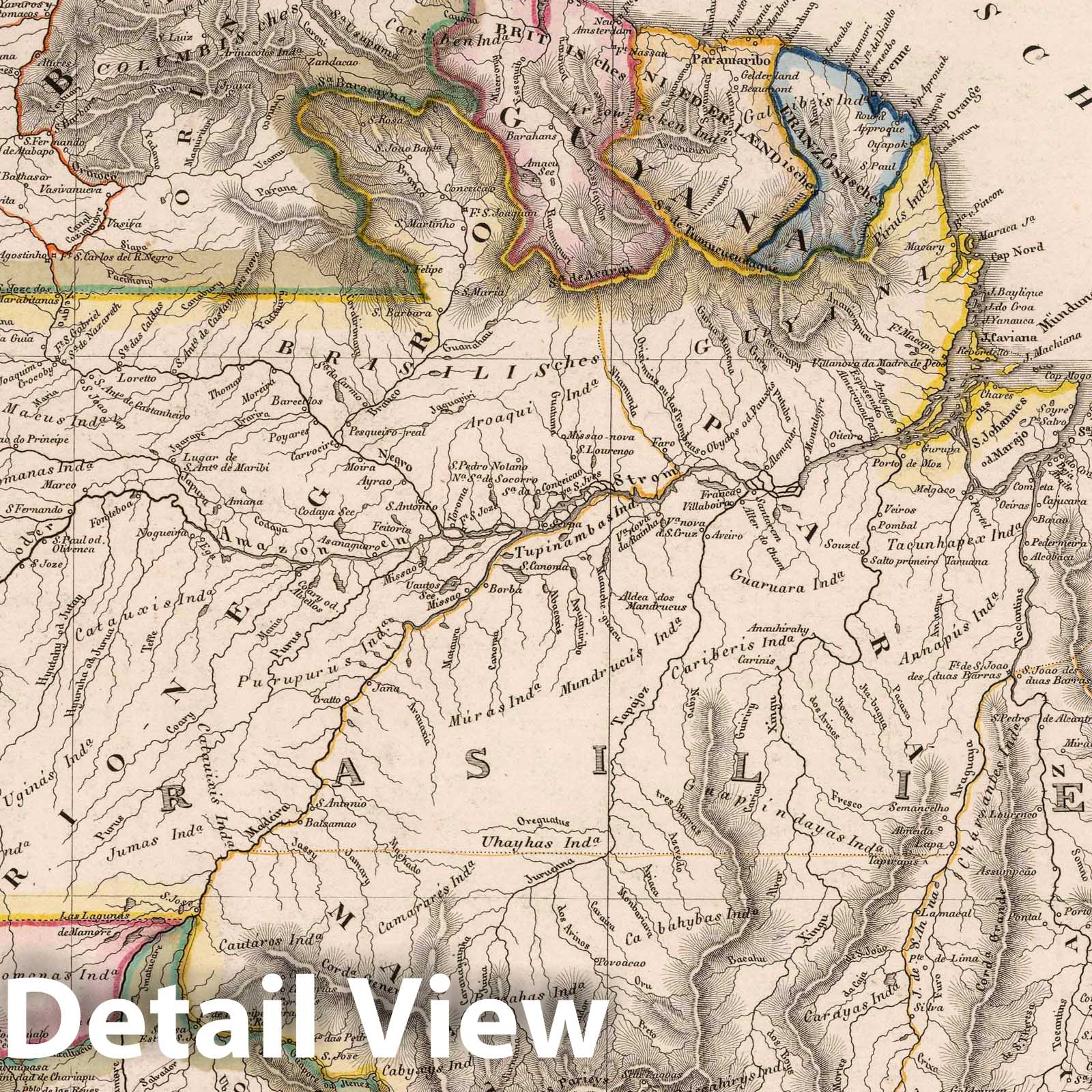 Colombia, Guyana, Peru, Brazil, and Bolivia, 1828 - Historical Map Print