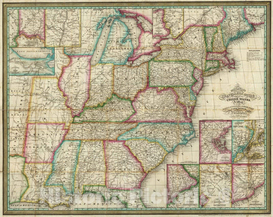 Historic Map : Guide Book - 1835 Traveller's Guide Through The United States - Vintage Wall Art