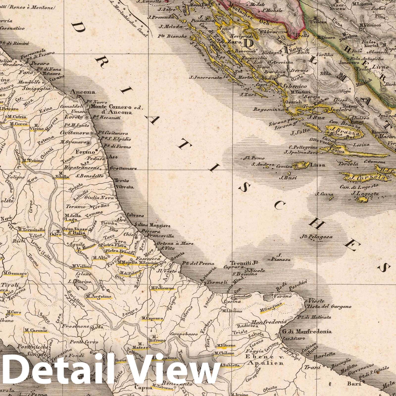 Historic Map : Adriatic Sea, Europe 1828 Das Adriatische Meer , Vintage Wall Art