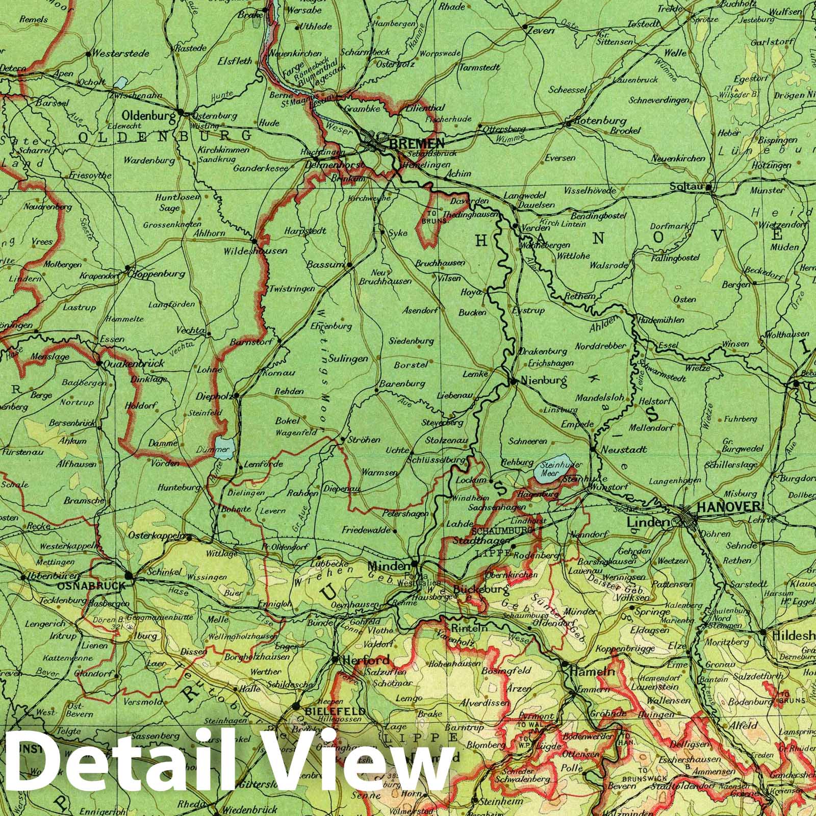 Germany, Western Section with Berlin - Survey Map, 1922 - Historical Map Print