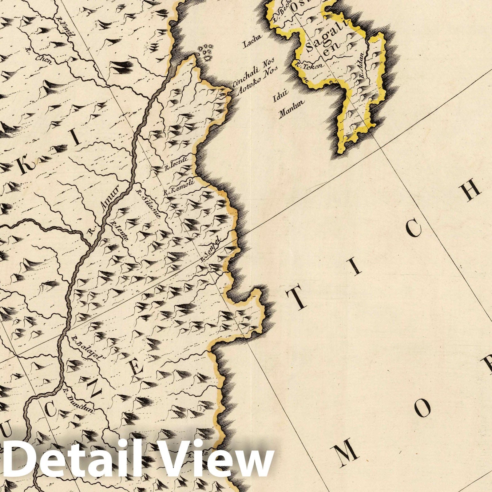 Amur River Estuary, Southern Kamchatka, and Islands - 1745 Historical Map Print