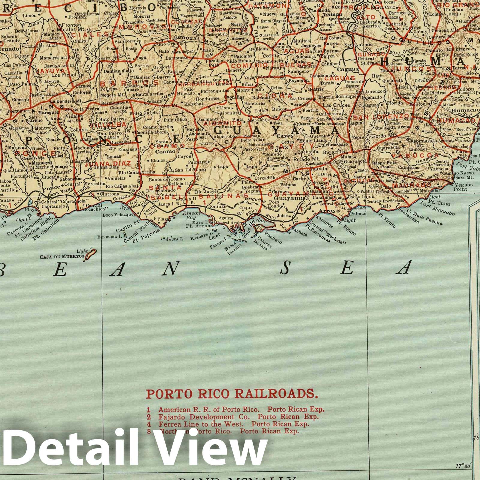 Puerto Rico with Nearby Islands - Railroad Map, 1924